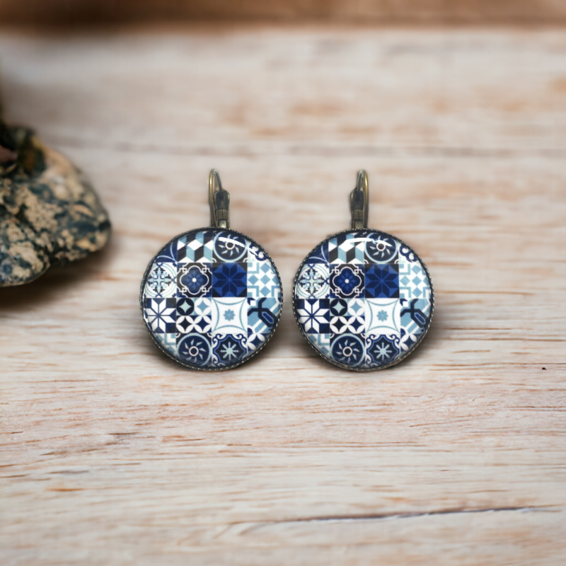 Boucles d'oreilles Reflets Portugais — bijou artisanal fait main | De Liane En Liane