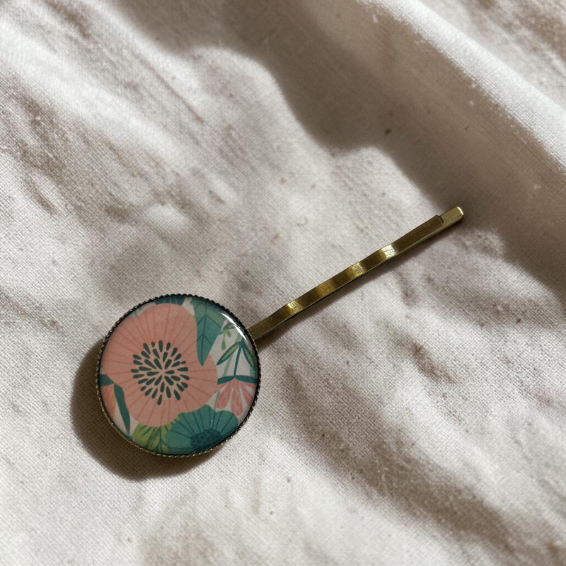 Barrette Floraison — illustration botanique  — fait main | De Liane en Liane